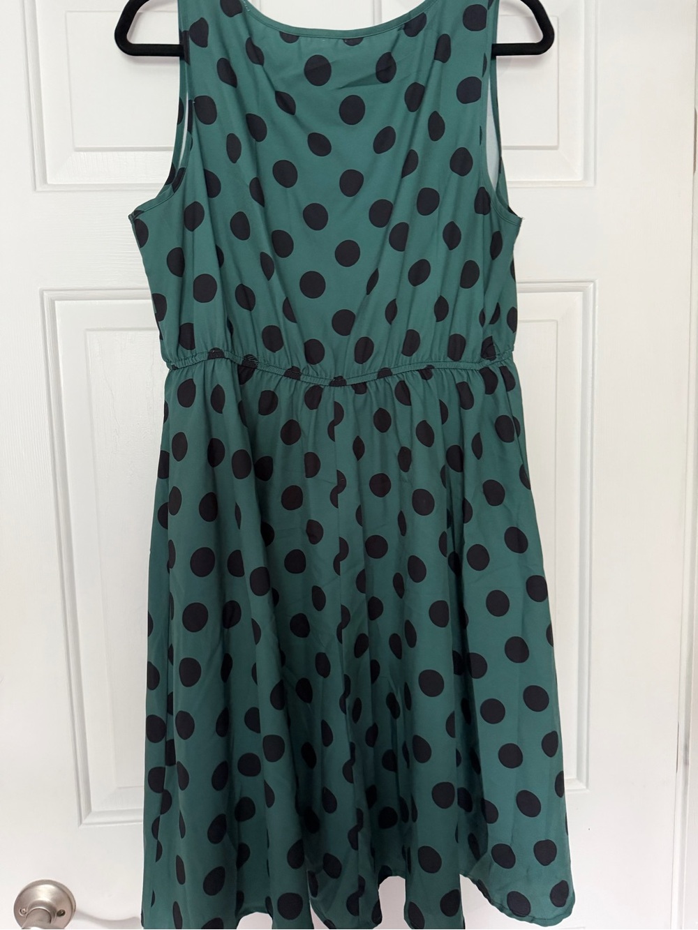 SHEIN Teal Green Midi Dress with Black Polka Dots